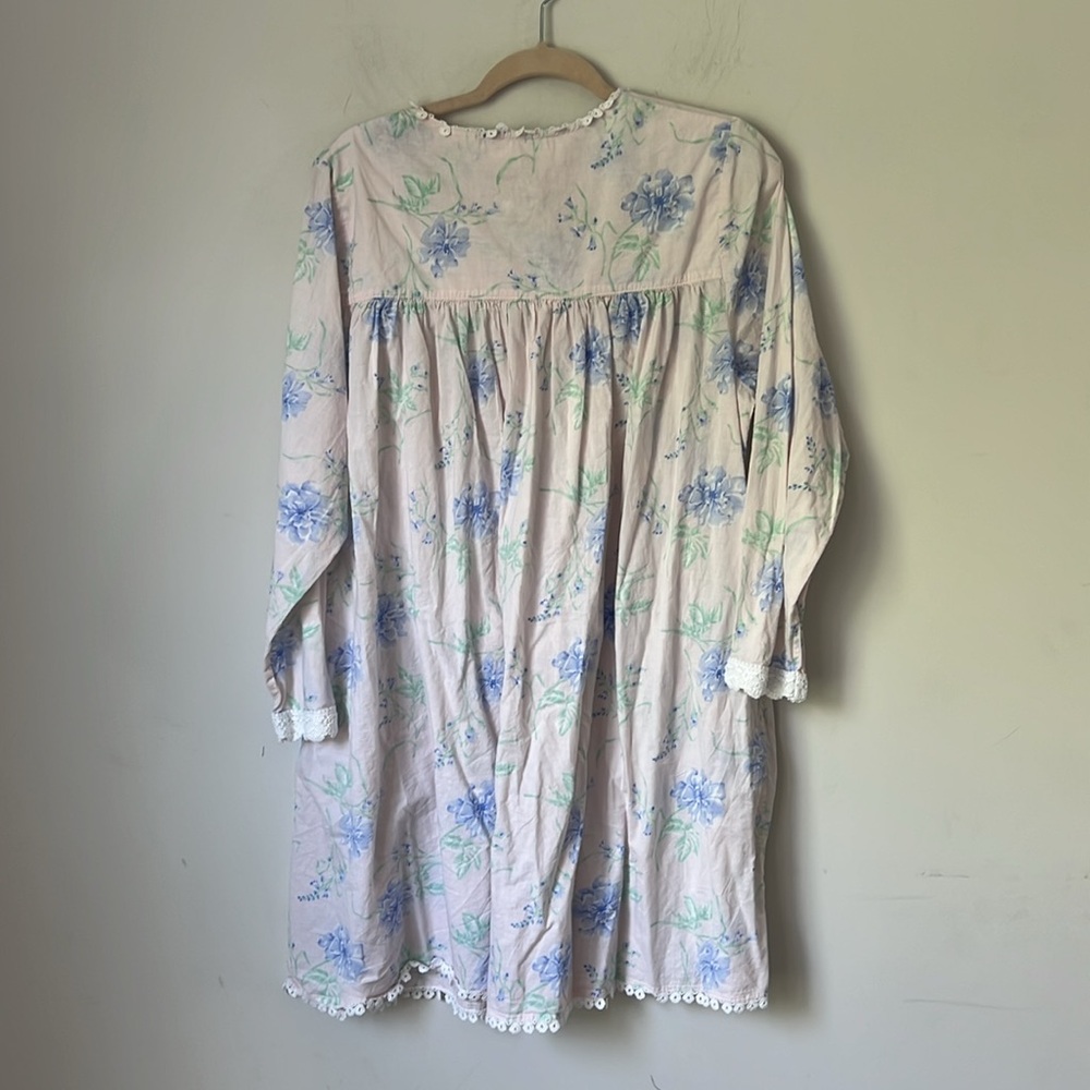 Eileen West Cottagecore Blue Rose 100% Cotton Long Sleeve Nightgown Sz M - Picture 7 of 7